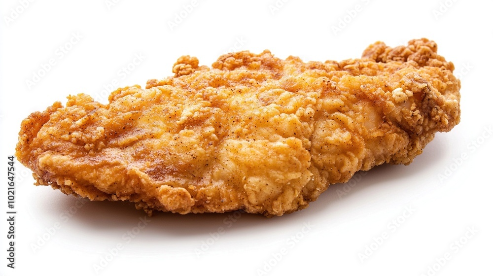 A close-up of a fried item on a white surface with a reflective background A close-up of a fried item on a white surface with a reflective background