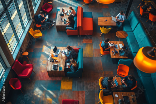 Fototapeta Naklejka Na Ścianę i Meble -  A lively coworking space full of creativity and collaboration