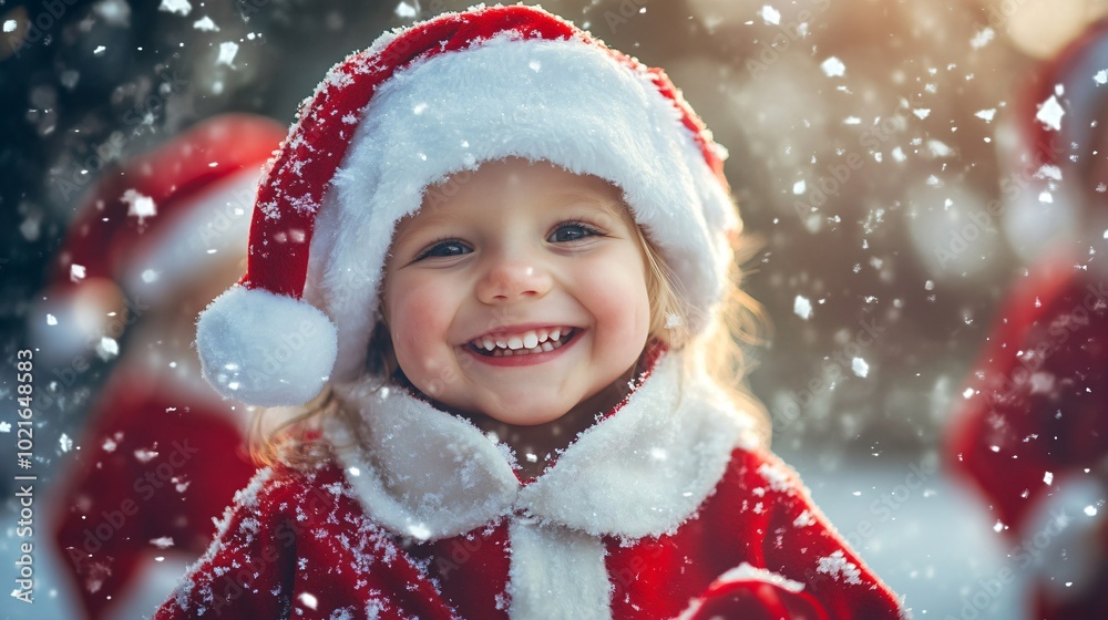 Smiling children in Santa hats enjoying a joyful Christmas celebration Smiling children in Santa hats enjoying a joyful Christmas celebration