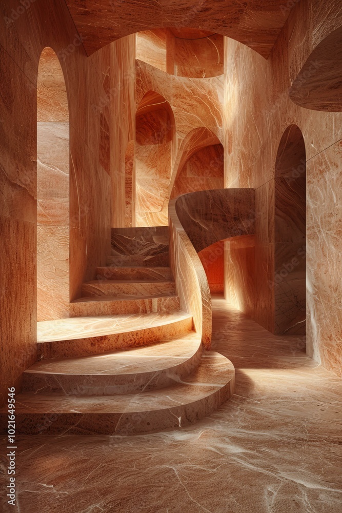 Abstract Interior Design with Stone Stairs Abstract Interior Design with Stone Stairs