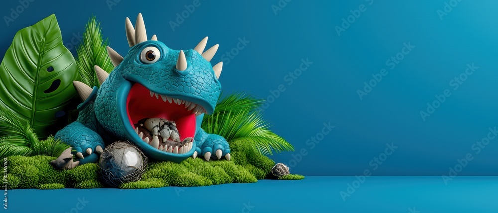 Naklejka premium Colorful Monster in Tropical Setting