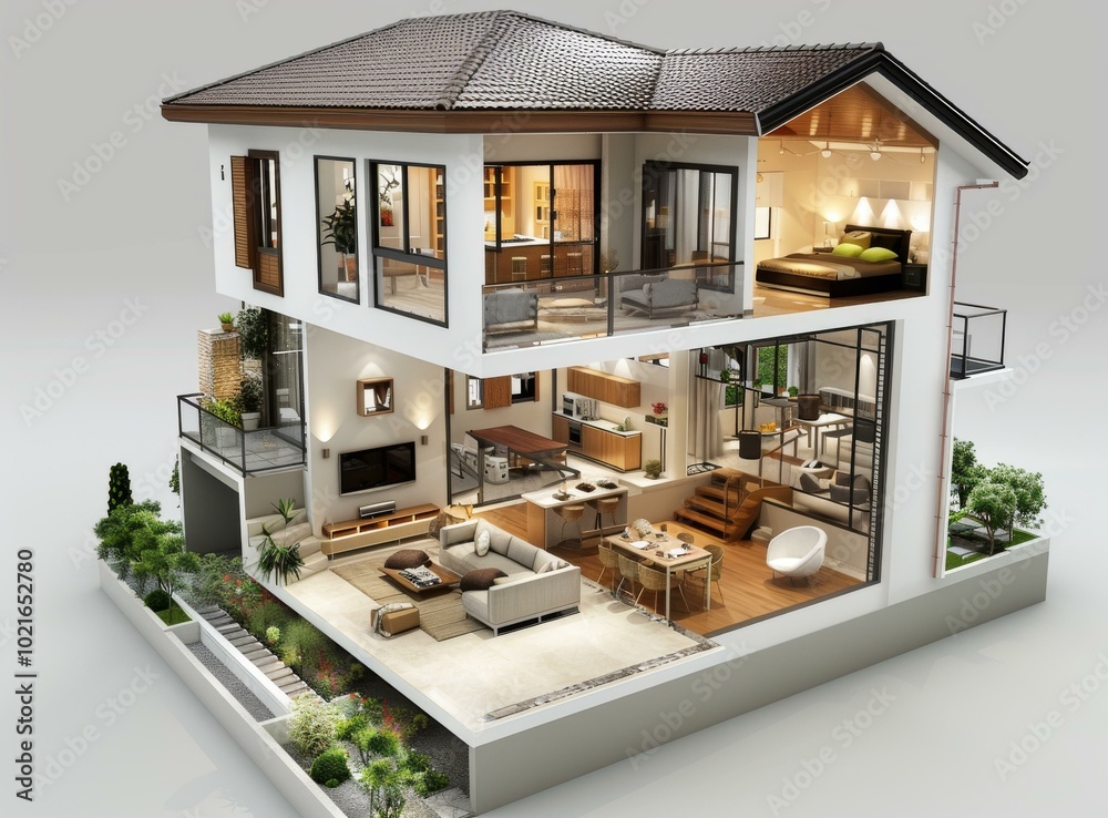 Modern House Interior Design Illustration Modern House Interior Design Illustration