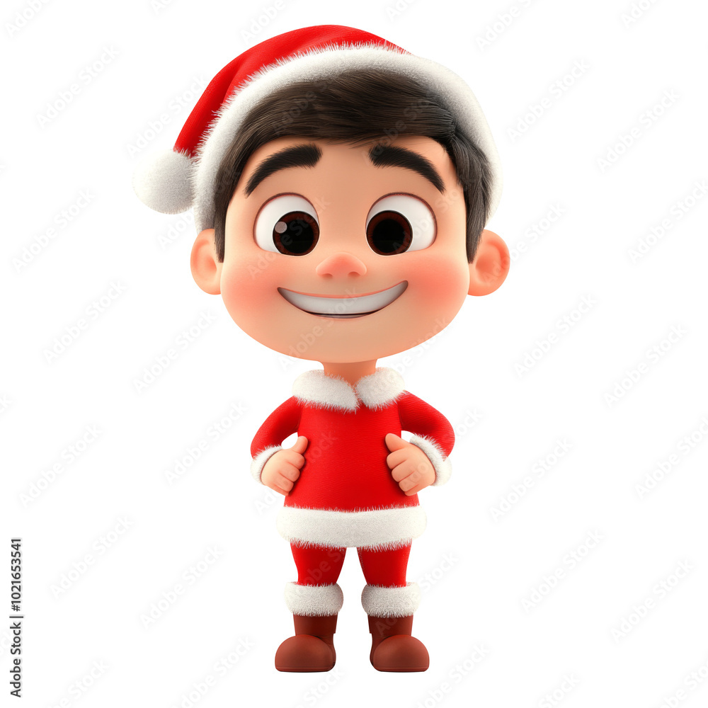 boy Santa Claus cartoon on white background Generative AI.