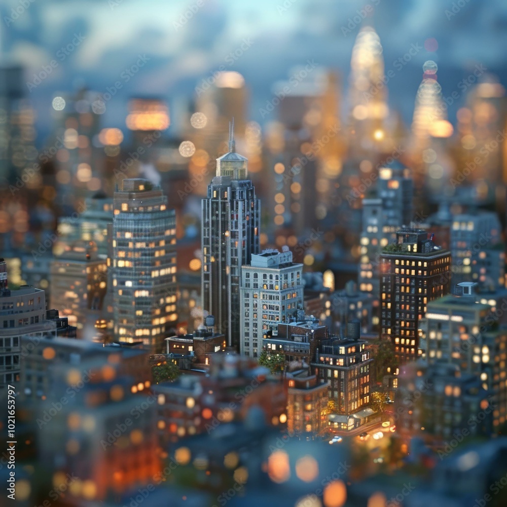 Obraz premium Cityscape Miniature Night View