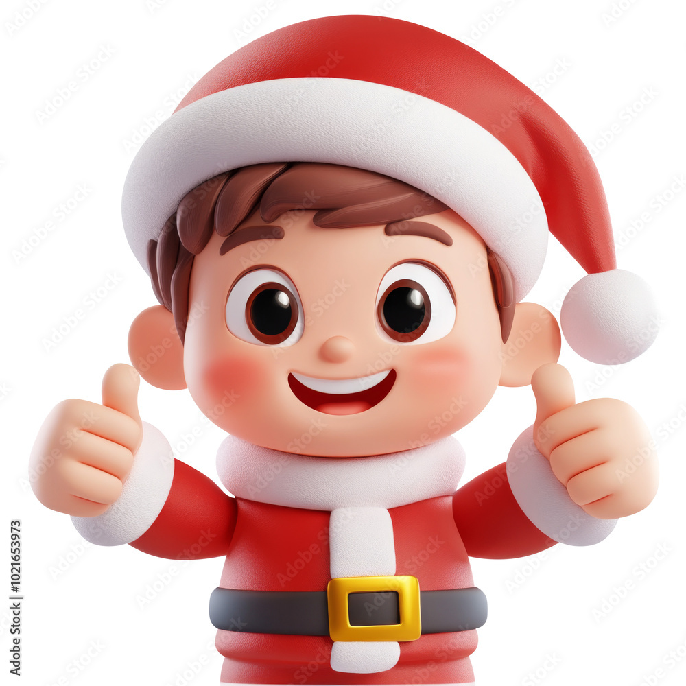 boy Santa Claus cartoon on white background Generative AI. boy Santa Claus cartoon on white background Generative AI.