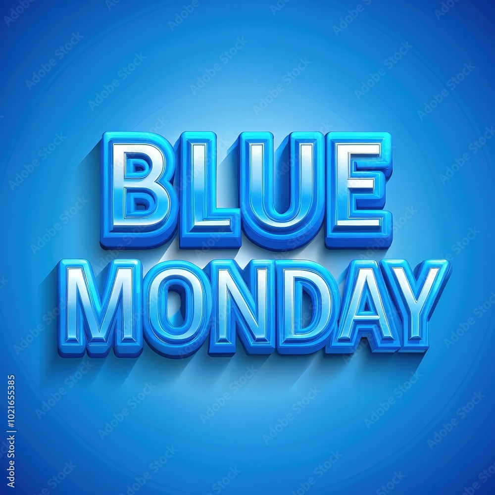 Bright blue Monday text effect illustration with a modern design style. Generative AI Bright blue Monday text effect illustration with a modern design style. Generative AI