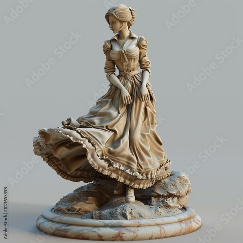 Elegant Lady in Antique Dress Sculpture photo