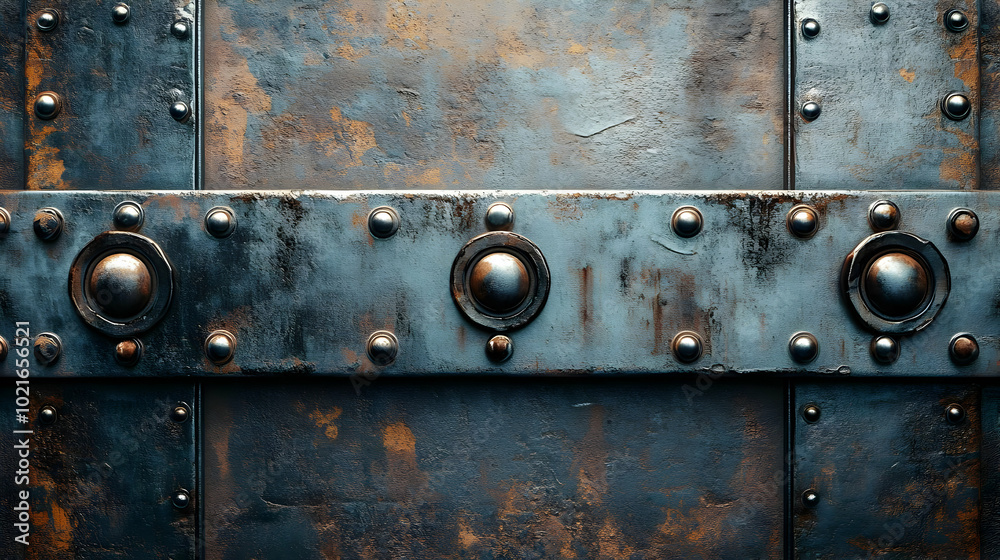 Rusty Metal Texture with Rivets - Industrial Background Rusty Metal Texture with Rivets - Industrial Background