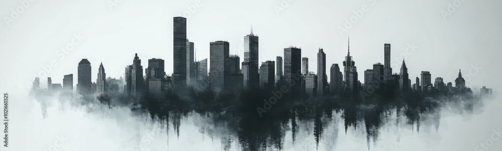 Black and white of a city skyline Black and white of a city skyline