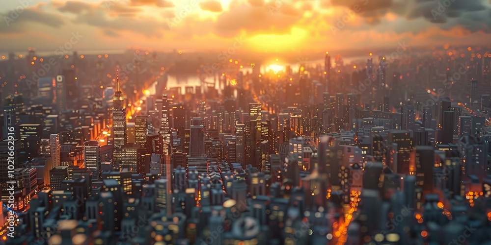 Sunrise over the Futuristic Cityscape Sunrise over the Futuristic Cityscape