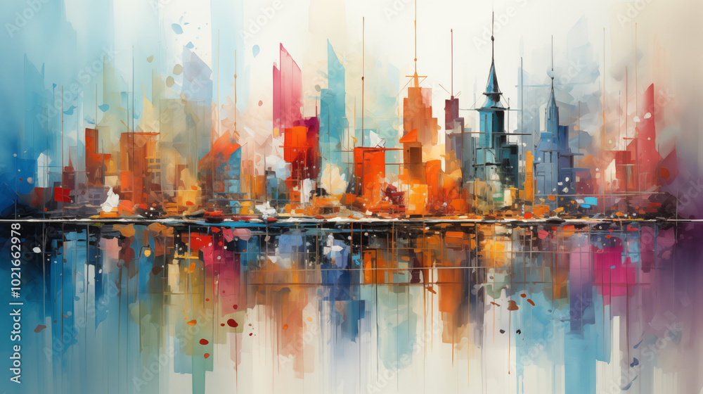 Obraz premium panorama of the city of color, paint art design