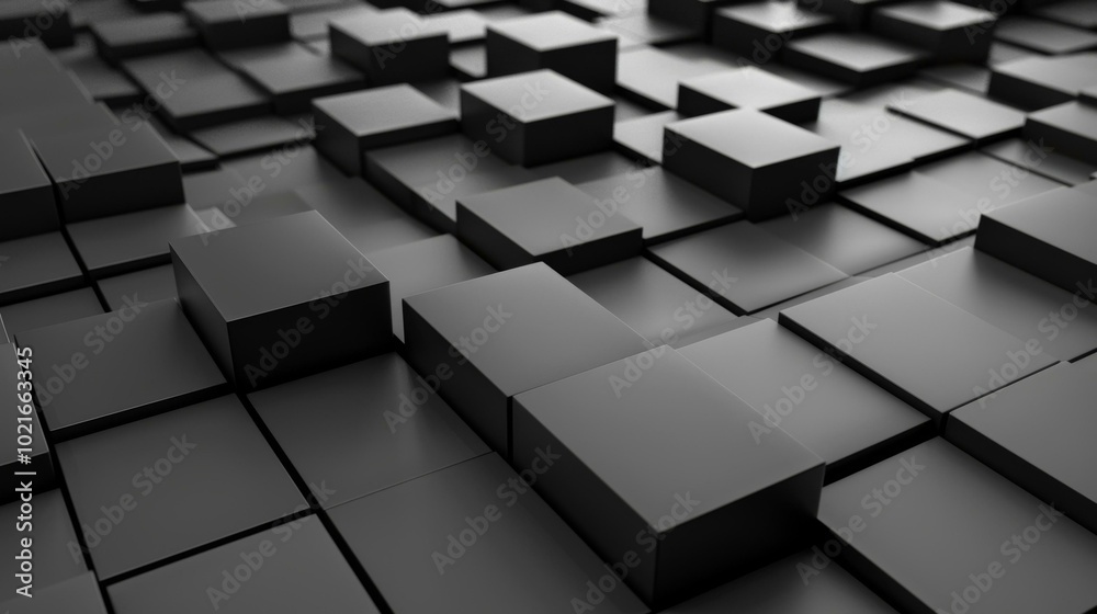 Black 3D cubes background Black 3D cubes background