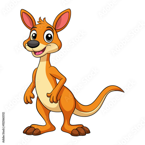 Funny kangaroo cartoon isolated on white background.