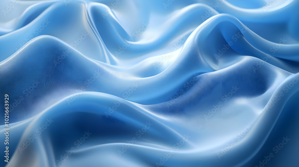 Fototapeta premium Abstract Blue Fabric Waves - Digital Background