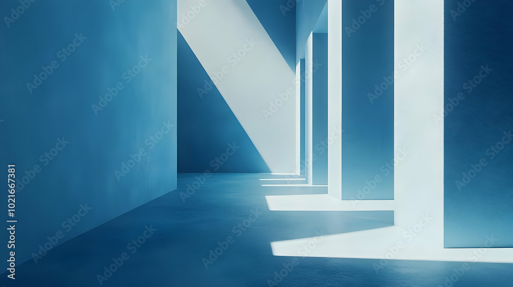 Abstract Background with White Pillars and Blue Walls 3D Render Abstract Background with White Pillars and Blue Walls 3D Render