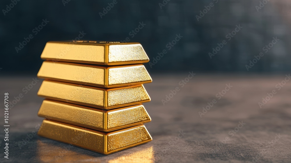 Stack of Gold Bars in Dimly Lit Environment Stack of Gold Bars in Dimly Lit Environment