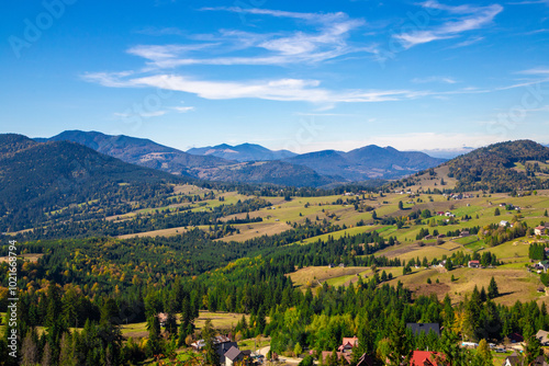 Landscape from the Tihuta Pass - Romania. Piatra Fantanele village photo