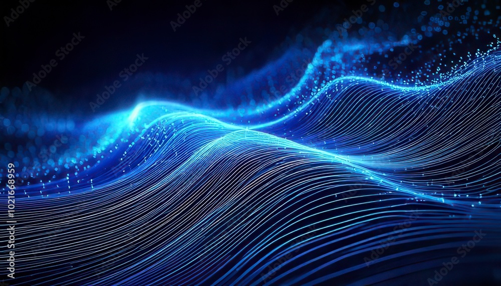 Curved Data Lines With Shallow Depth Of Field. Blue and orange. Technology and Computer Network Background. Generated image Curved Data Lines With Shallow Depth Of Field. Blue and orange. Technology and Computer Network Background. Generated image