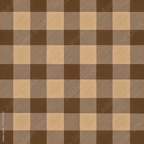 Seamless buffalo plaid pattern in beige and brown for rustic decor and textile designs