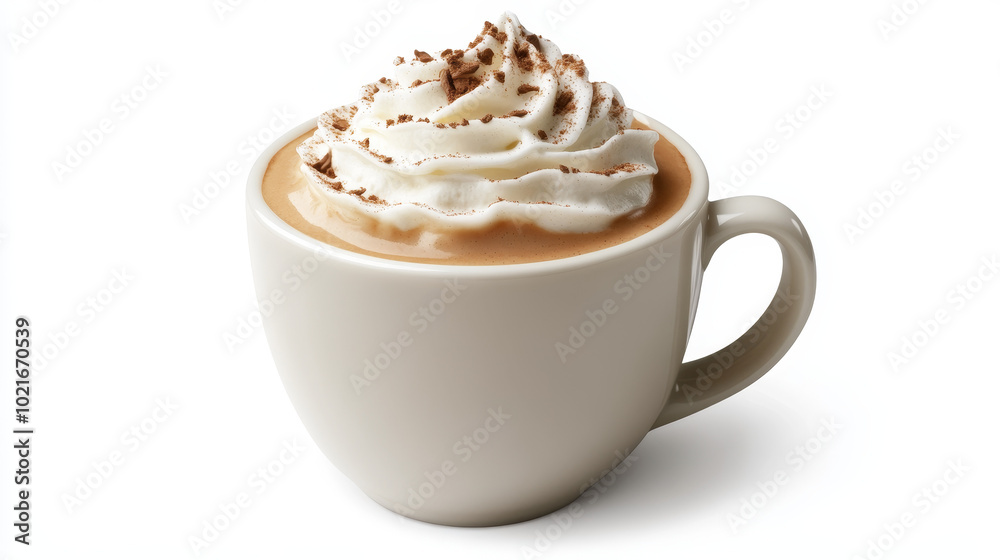 Obraz premium a Cafe Mocha topped with a generous swirl of whipped cream, creating a perfect blend of rich coffee and chocolate flavors.