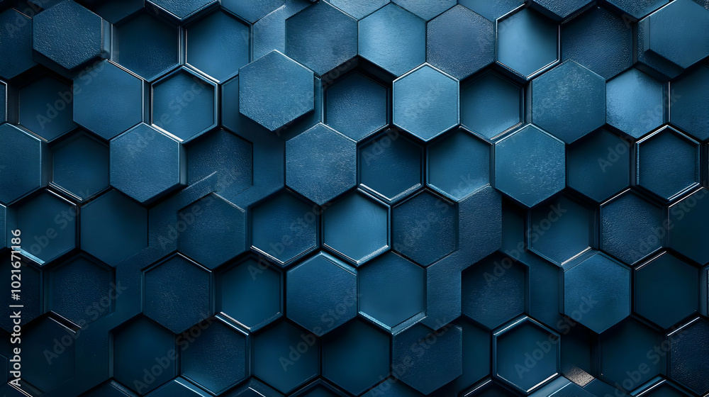 Abstract 3D Hexagon Pattern, Dark Blue Geometric Background Abstract 3D Hexagon Pattern, Dark Blue Geometric Background