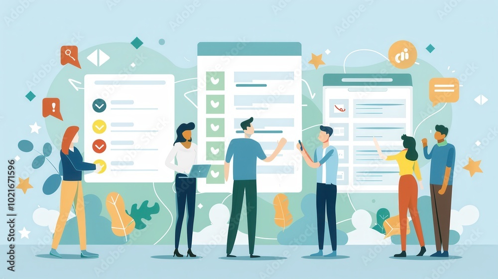 A diverse group of people actively discussing interactive polls and surveys to enhance user engagement on social media platforms. Generative AI A diverse group of people actively discussing interactive polls and surveys to enhance user engagement on social media platforms. Generative AI