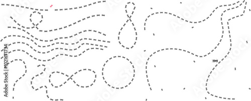 Set of different Ant trail . Insect path Stock vector illustration isolated on white background in flat simple style.