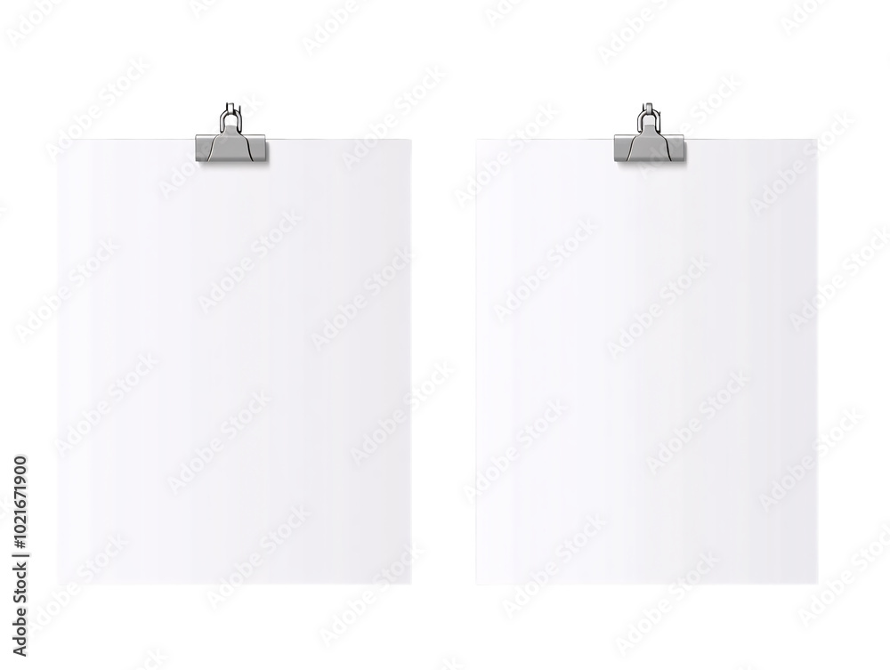 a pair of white papers with a clip a pair of white papers with a clip