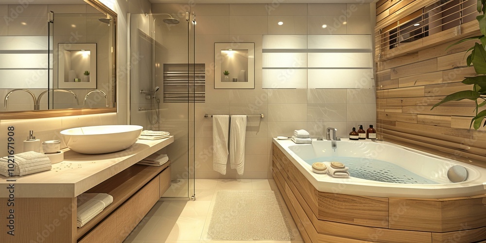 Modern Bathroom Design with Wooden Accents Modern Bathroom Design with Wooden Accents