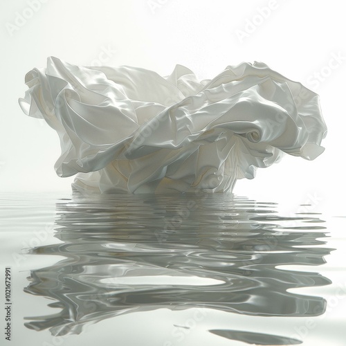 White fabric floating on water surface photo