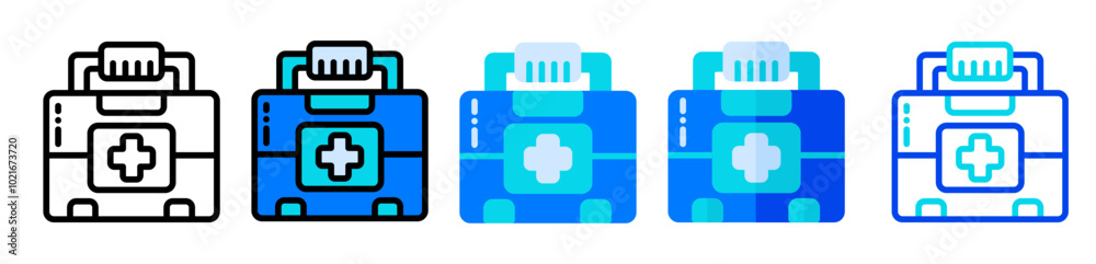 First aid kit icon, medicine box illustration in line, flat, filled style suitable as a symbol of treatment, first aid, health care and accidents. First aid kit icon, medicine box illustration in line, flat, filled style suitable as a symbol of treatment, first aid, health care and accidents.