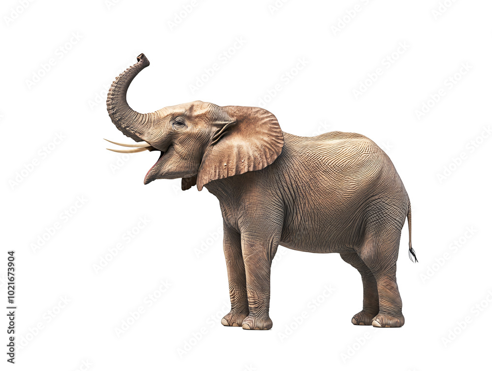 Obraz premium an elephant with its trunk up