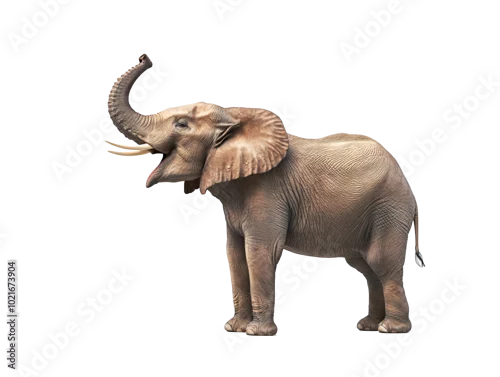 Fototapeta na wymiar an elephant with its trunk up