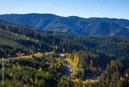 Landscape with the TransRarau road in the Rarau mountains - Romania. photo