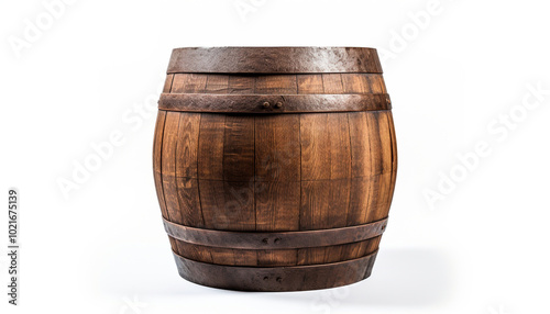 Old wooden barrel isolated