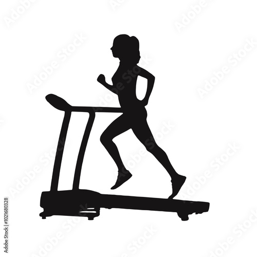 A silhouette of a person running on a treadmill 
