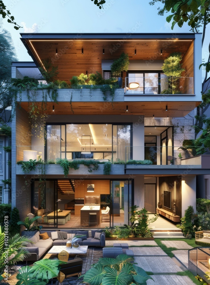 Modern House Exterior Design Illustration Modern House Exterior Design Illustration