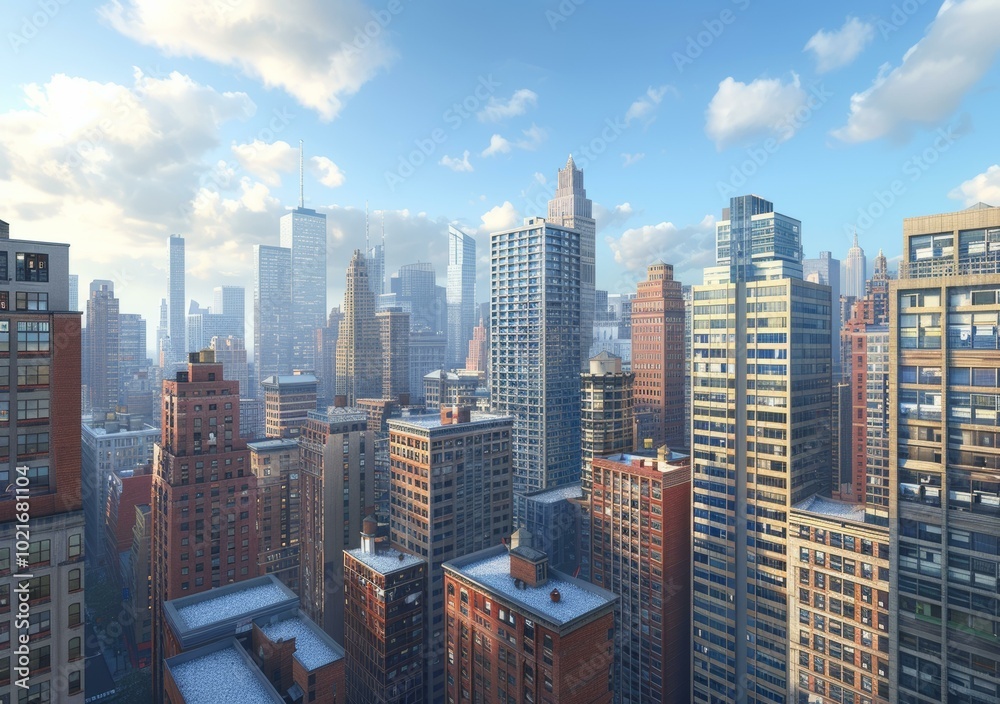 Fototapeta premium Cityscape Illustration of a Modern Metropolis