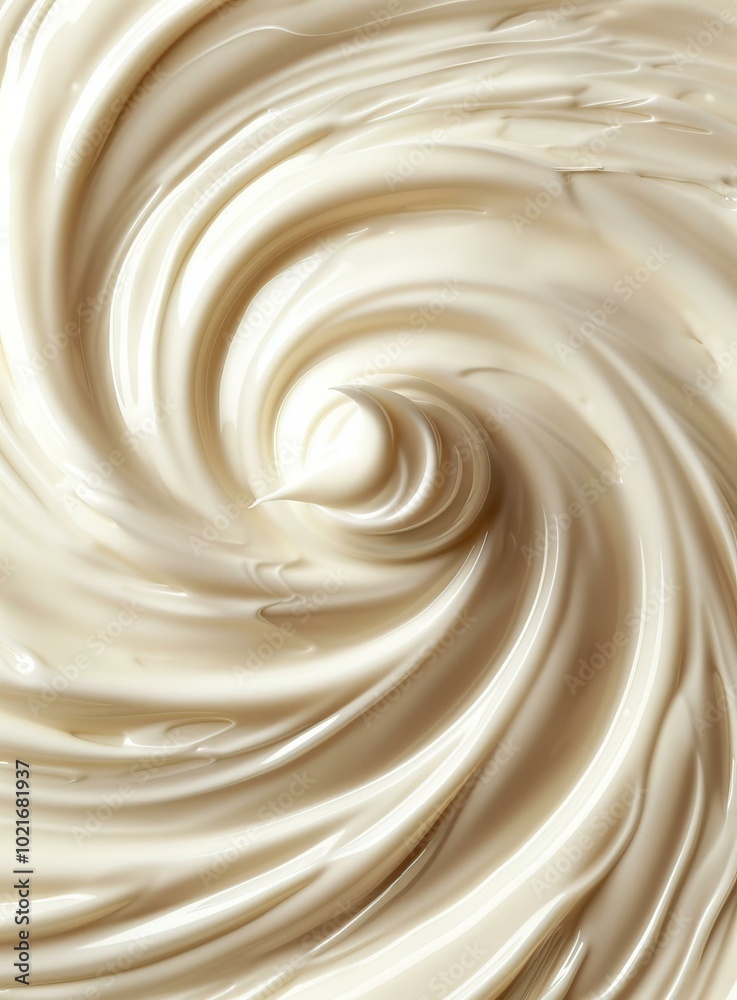 Close-up of a white creamy substance with a swirl pattern