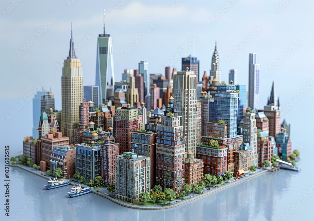 Obraz premium Detailed Miniature Cityscape of New York City