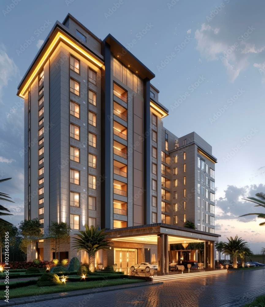 Fototapeta premium Modern Architectural Design of a Luxury High-Rise Building