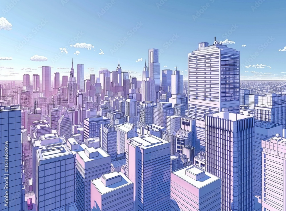 Modern City Skyline Artistic Illustration Modern City Skyline Artistic Illustration