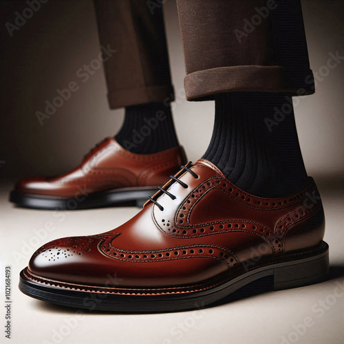 Timeless Elegance: Exquisite Brown Brogue Shoes for the Modern Gentleman – A Perfect Blend of Style and Craftsmanship photo