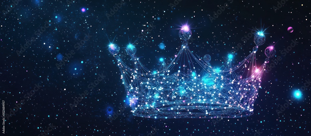 of a crown in the form of a starry sky or space, consisting of points, lines, and shapes in the form of planets, of a crown in the form of a starry sky or space, consisting of points, lines, and shapes in the form of planets,
