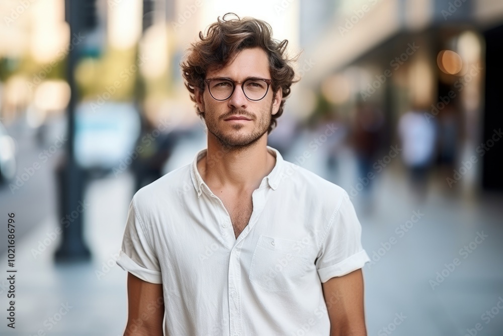 portrait of a handsome young man wearing eyeglasses, outdoor portrait of a handsome young man wearing eyeglasses, outdoor