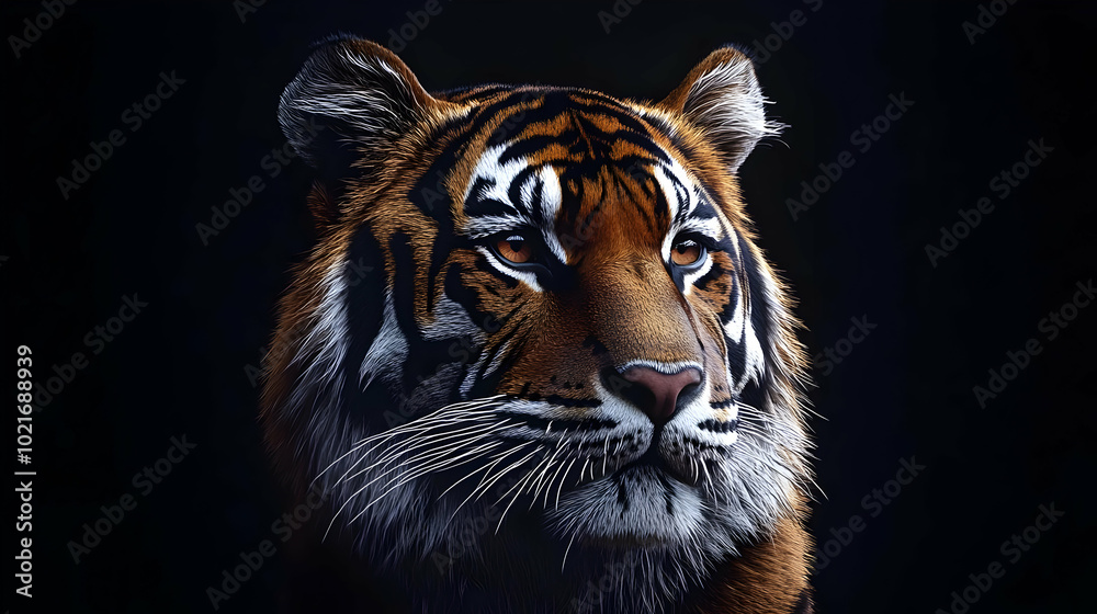 Tiger Portrait Illustration - Close Up of a Tiger's Face Tiger Portrait Illustration - Close Up of a Tiger's Face