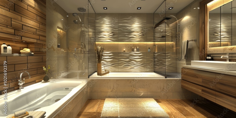 Obraz premium Modern Luxurious Bathroom Design Illustration