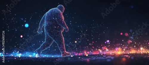 Abstract image of a Obesity male in the form of a starry sky