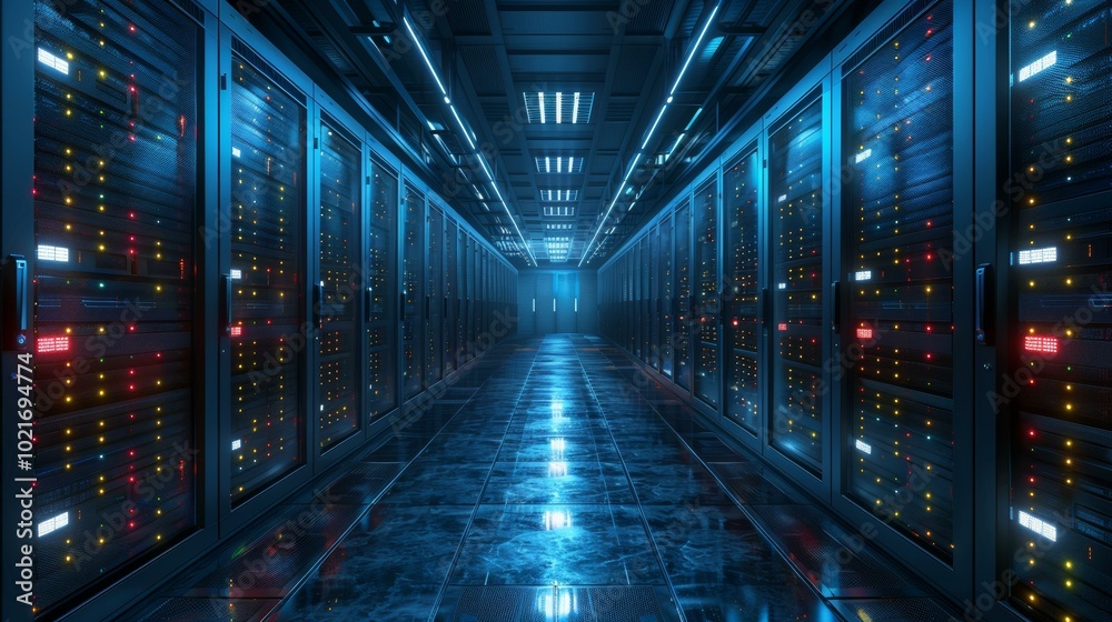 Fototapeta premium Modern Data Center Interior Illustration