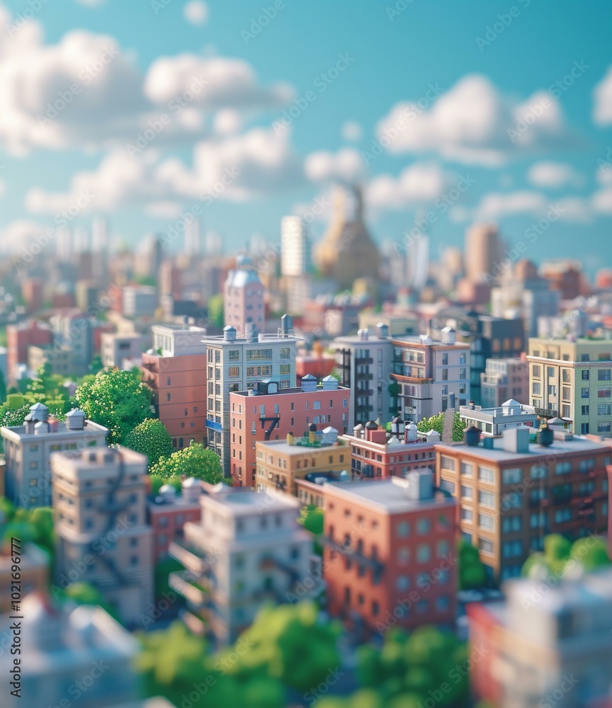 Fototapeta premium Pixelated Cityscape Illustration